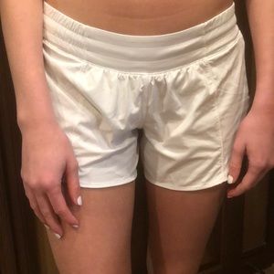 Lululemon White Hotty Hot 4” Long Shorts